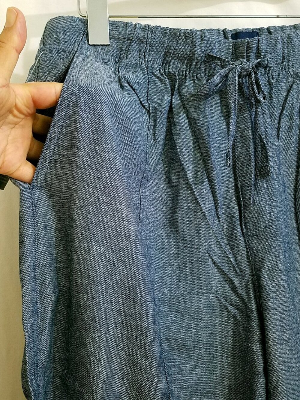 Gap Light Blue Linen Blend Pull-On Pants Medium NWT Seam Detail - Picture 13 of 16